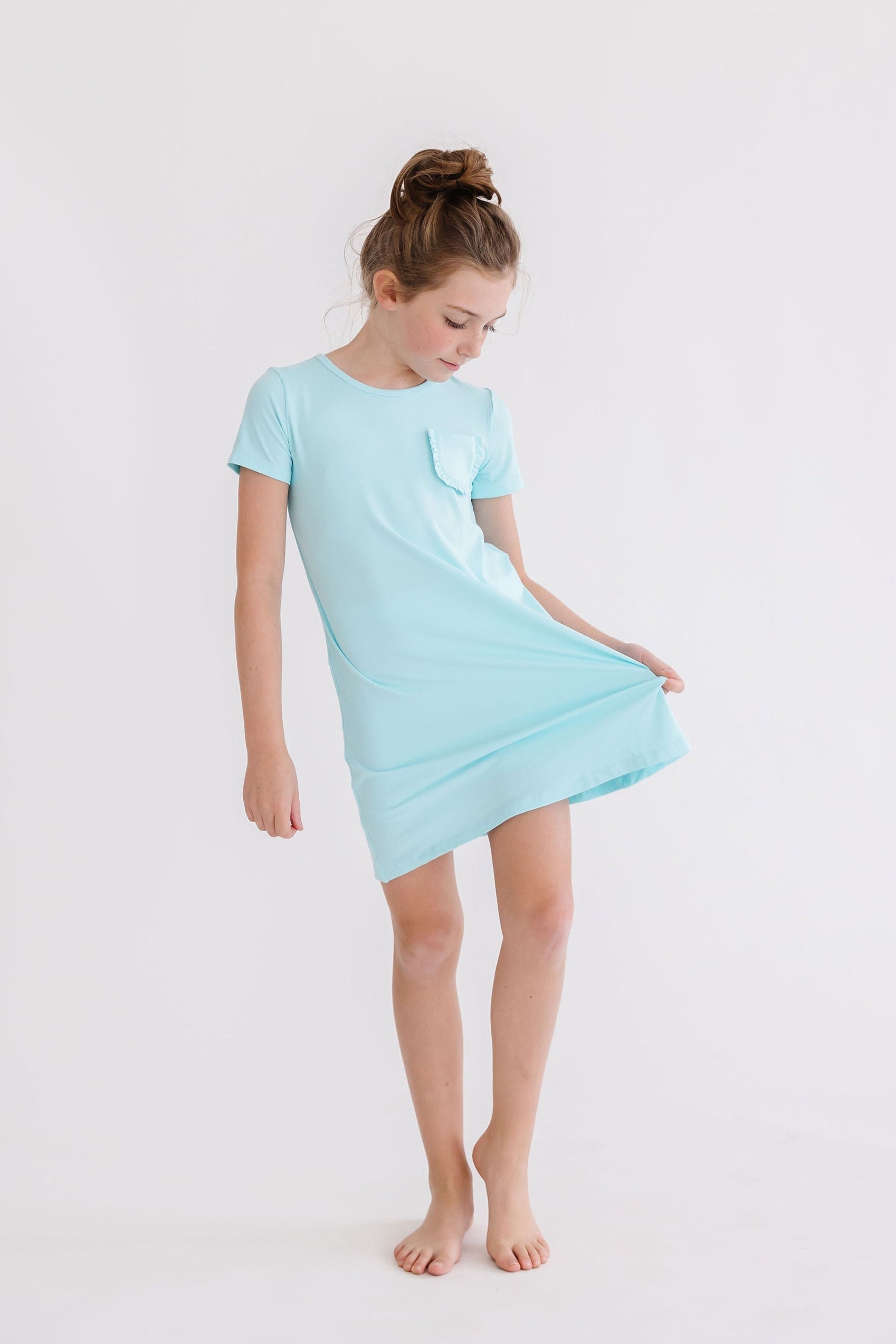 Girls Aqua T-Shirt Dress
