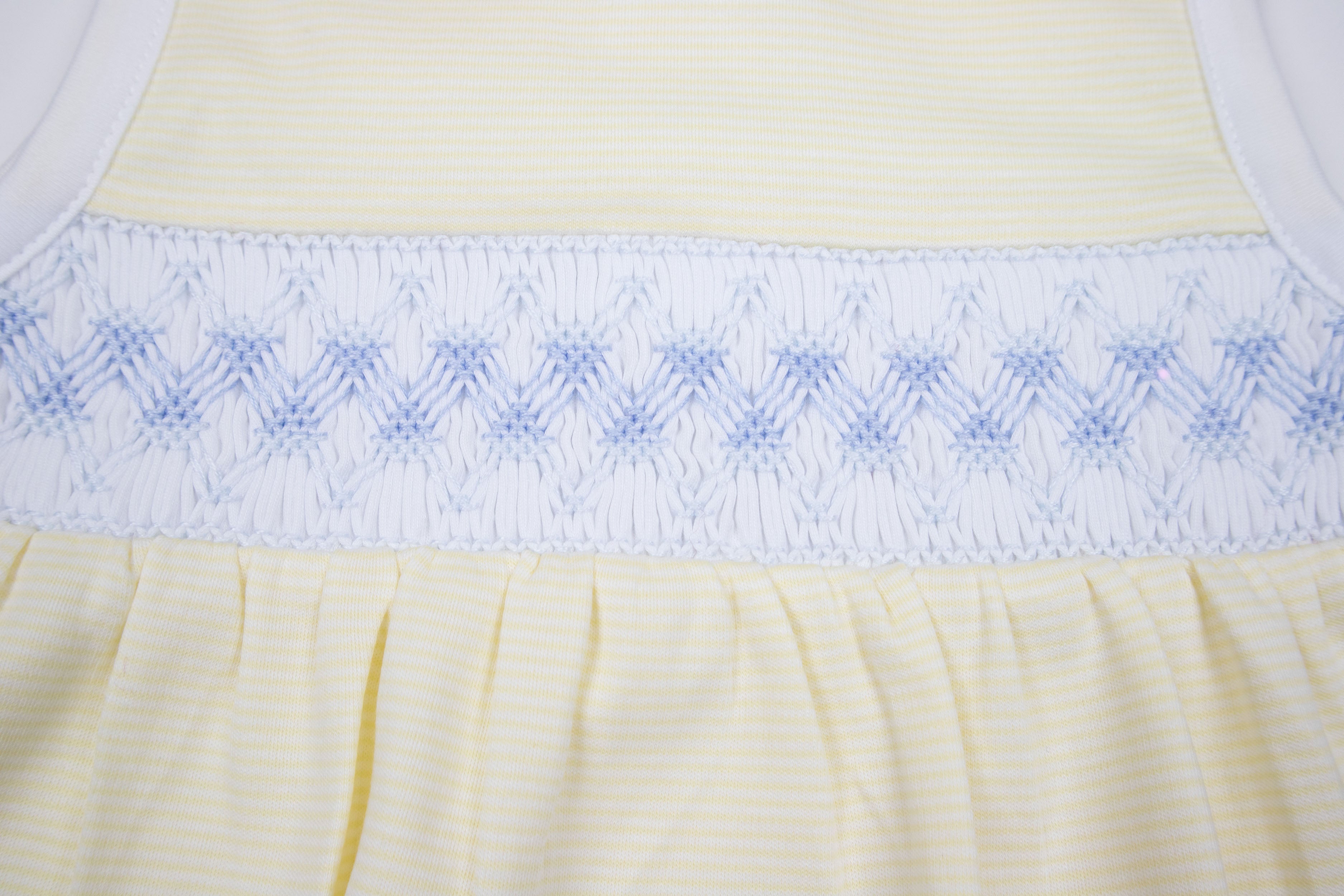 Elegant Smocked Pima Cotton Bubble Romper, Yellow