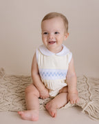 Elegant Smocked Pima Cotton Bubble Romper, Yellow