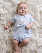 Baby Boy School Days Pointed Collar Bubble Romper