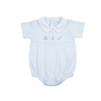 Pointed Collar Golf Bubble Romper, Lt.Blue