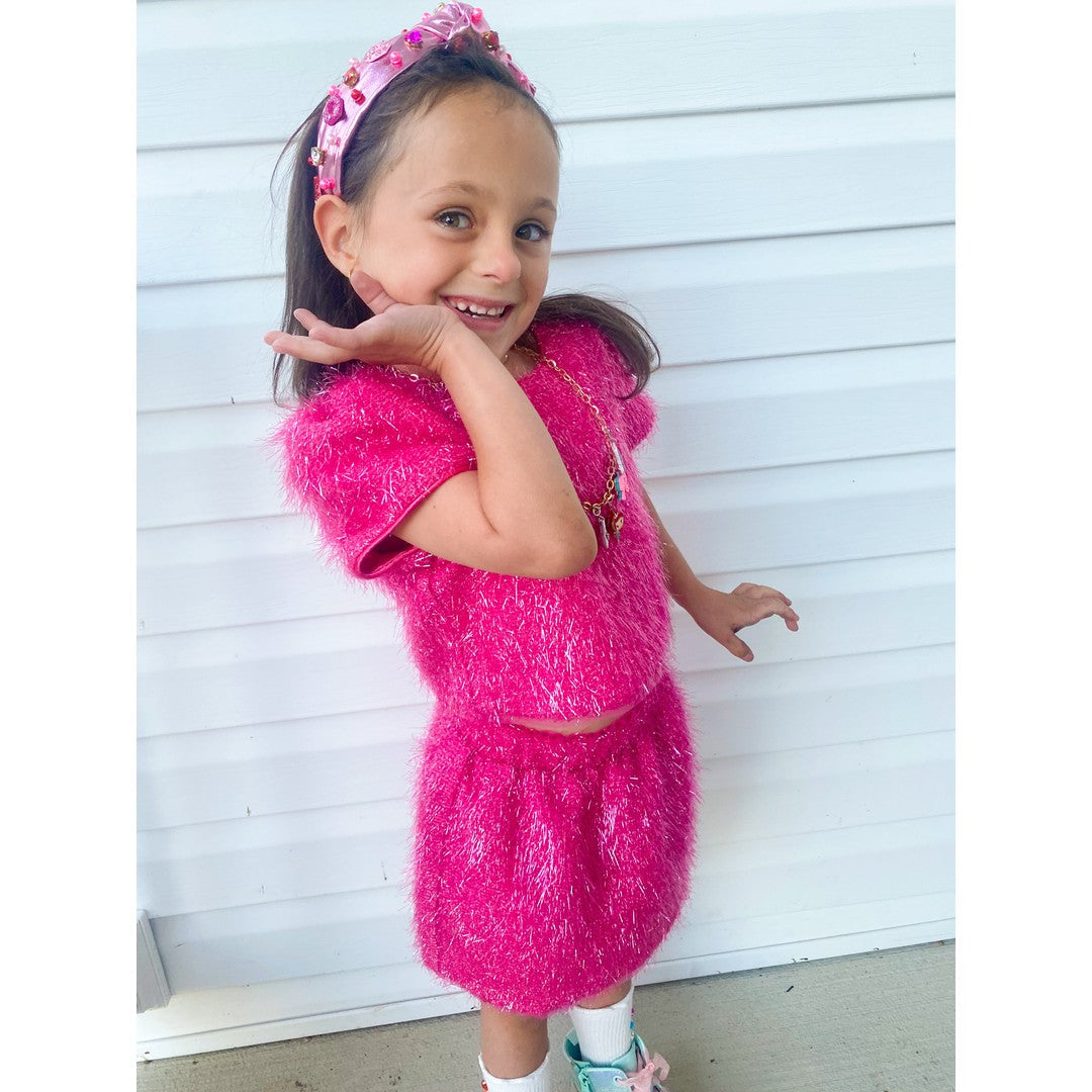 Girls Pink Sparkle Tinsel Set