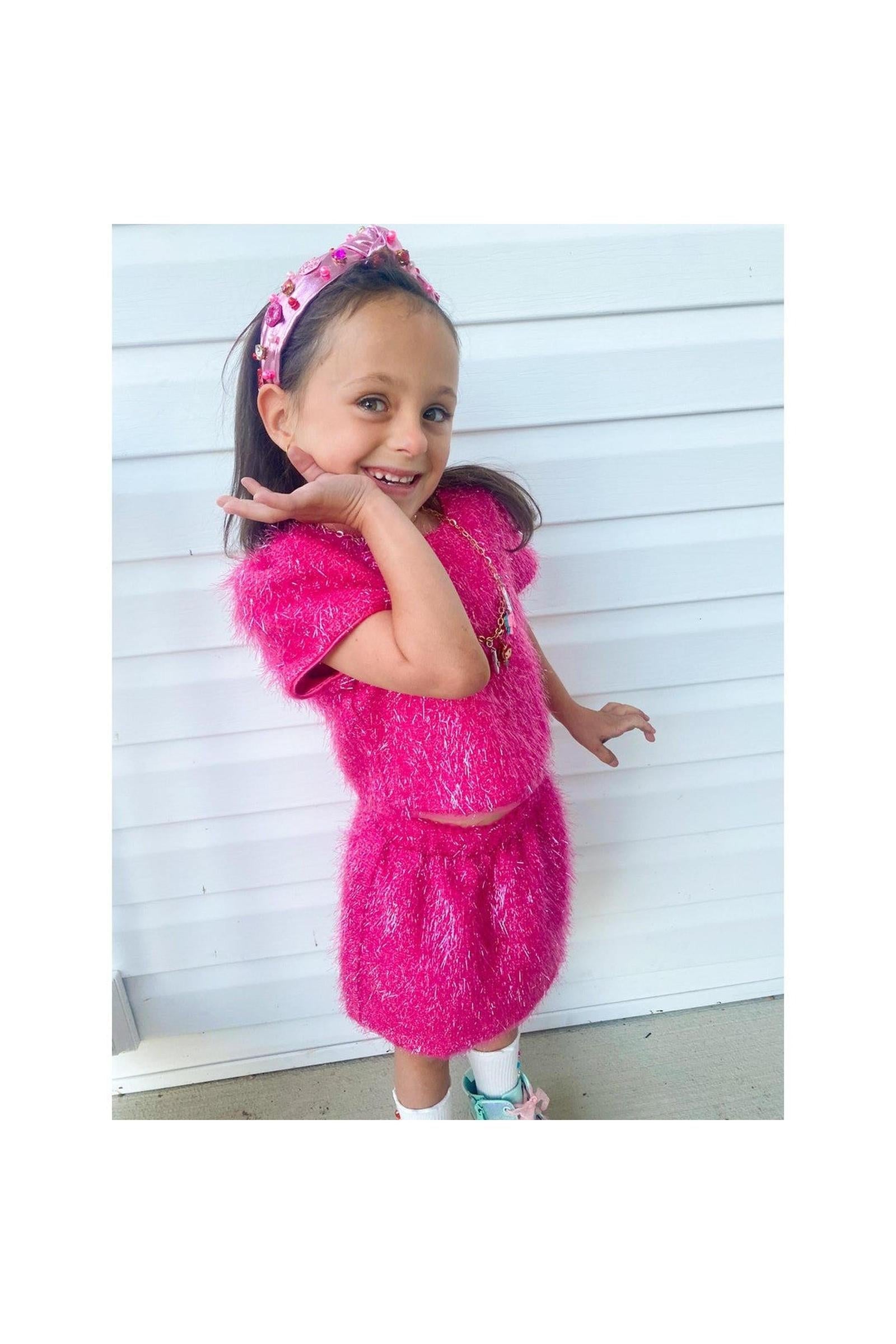 Girls Pink Sparkle Tinsel Set
