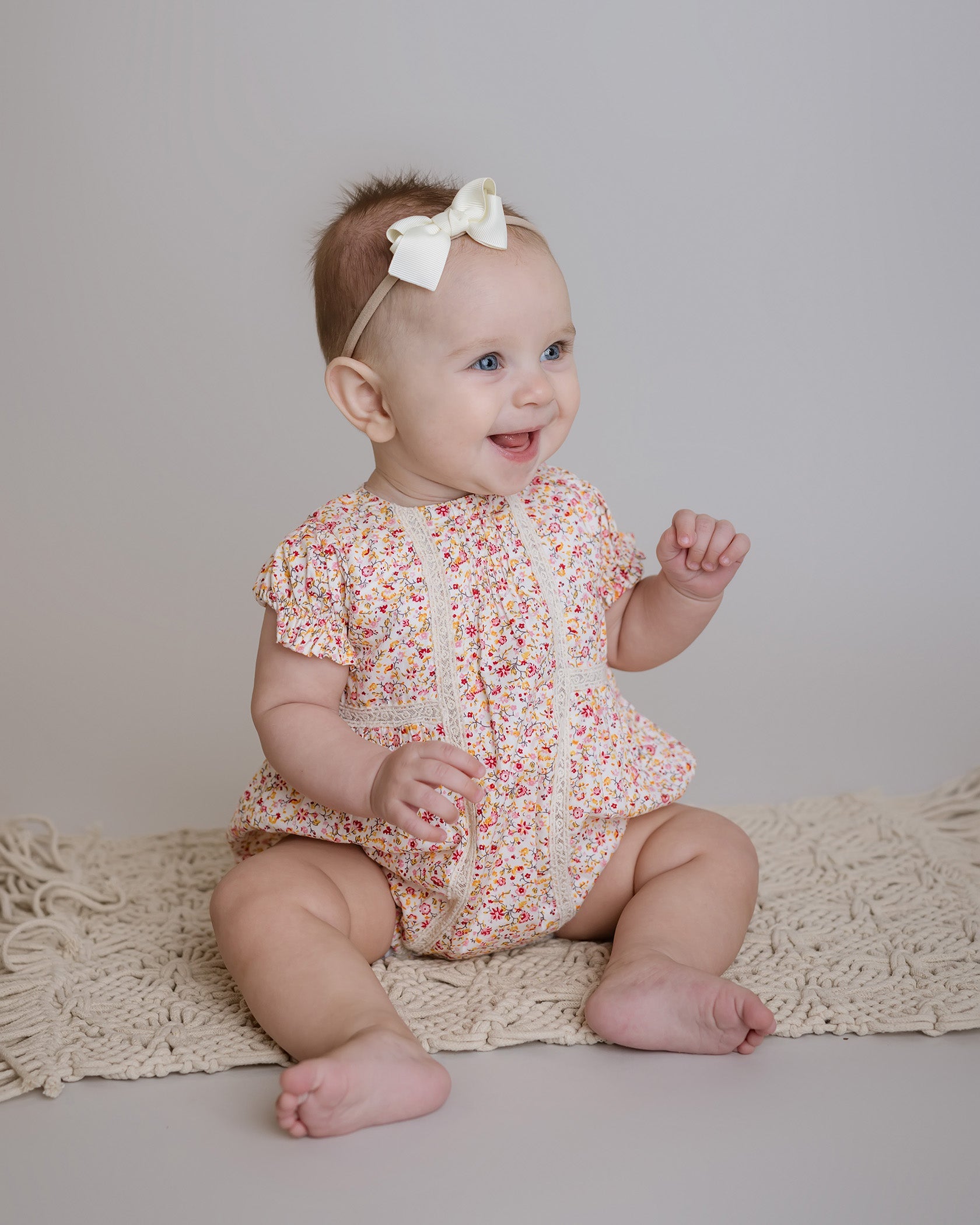 Baby Girl Pink Floral Bubble Romper