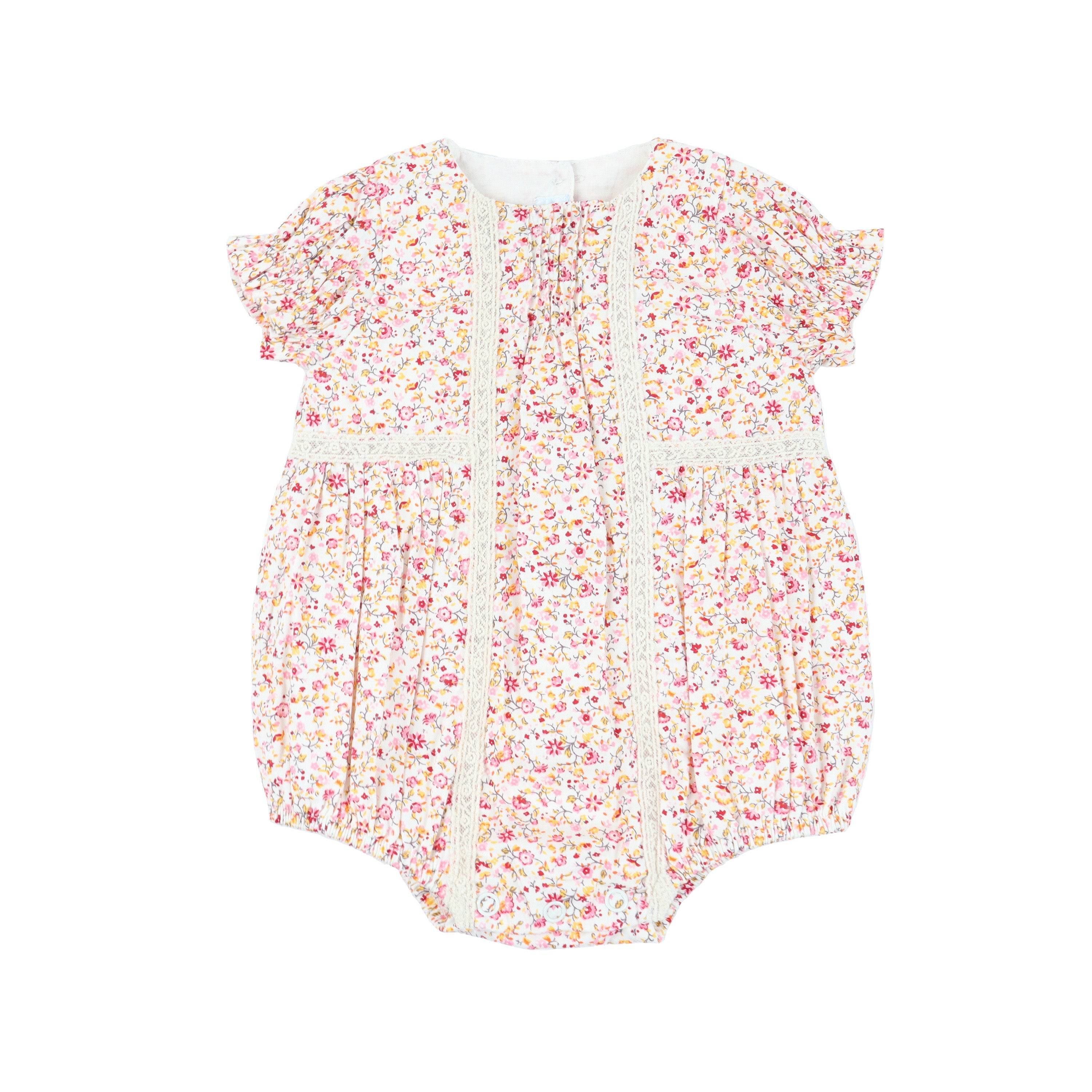 Baby Girl Pink Floral Bubble Romper