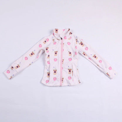 Girls Latte and Cake Pop Print Athletic Jacket