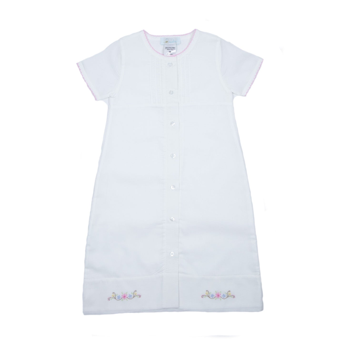 Delicate Floral Batiste Day Gown, White