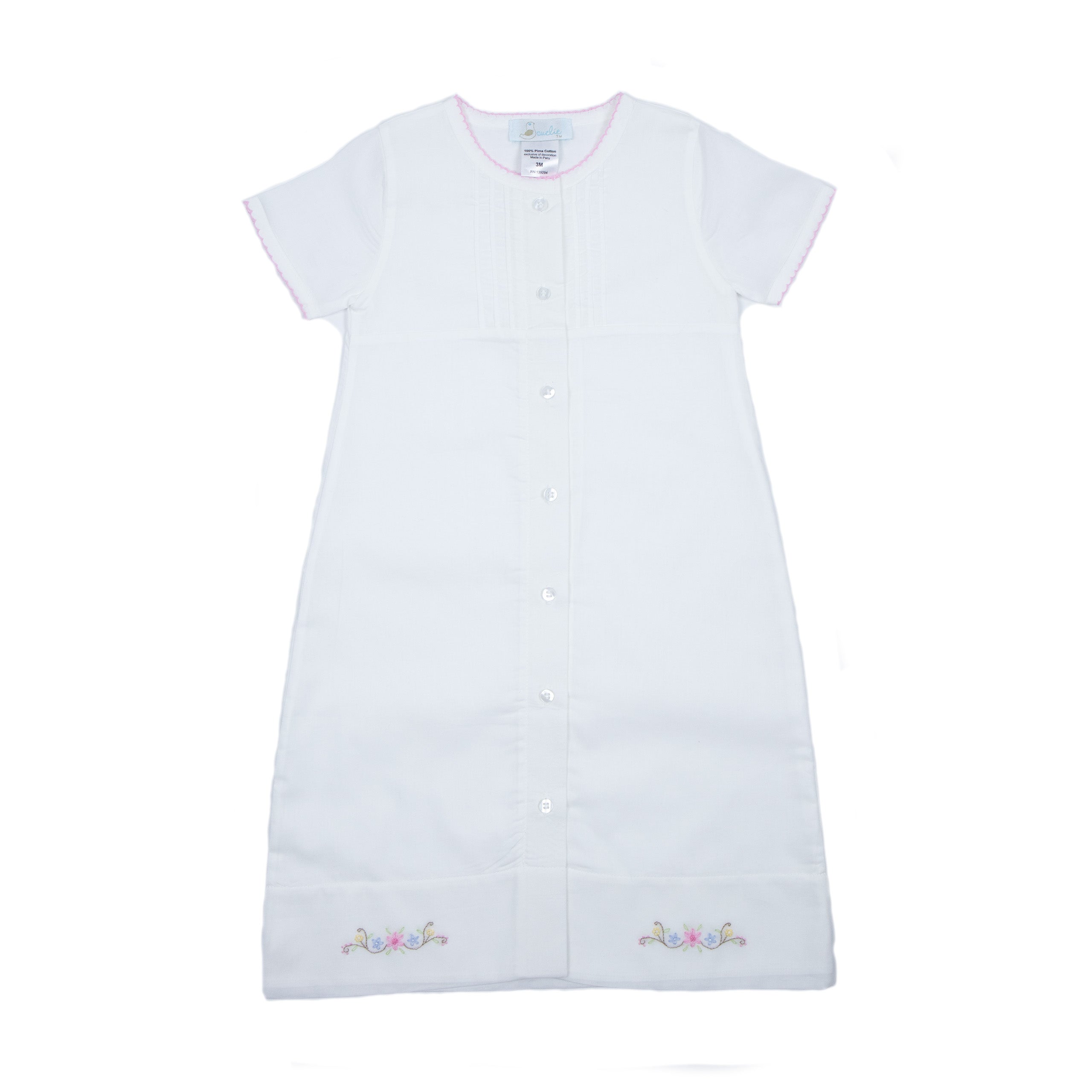 Baby Girl Delicate White Floral Pima Cotton Batiste Day Gown