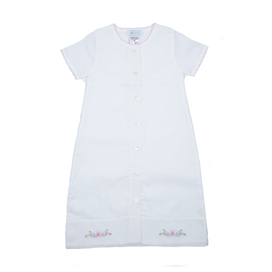 Delicate Floral Batiste Day Gown, White