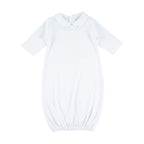 Baby Light Blue Trim Embroidered Collar Pima Cotton Day Gown