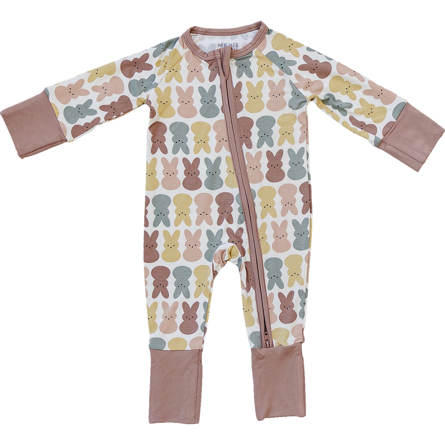 Baby Girl Dusty Rose Bunny Bamboo Zipper