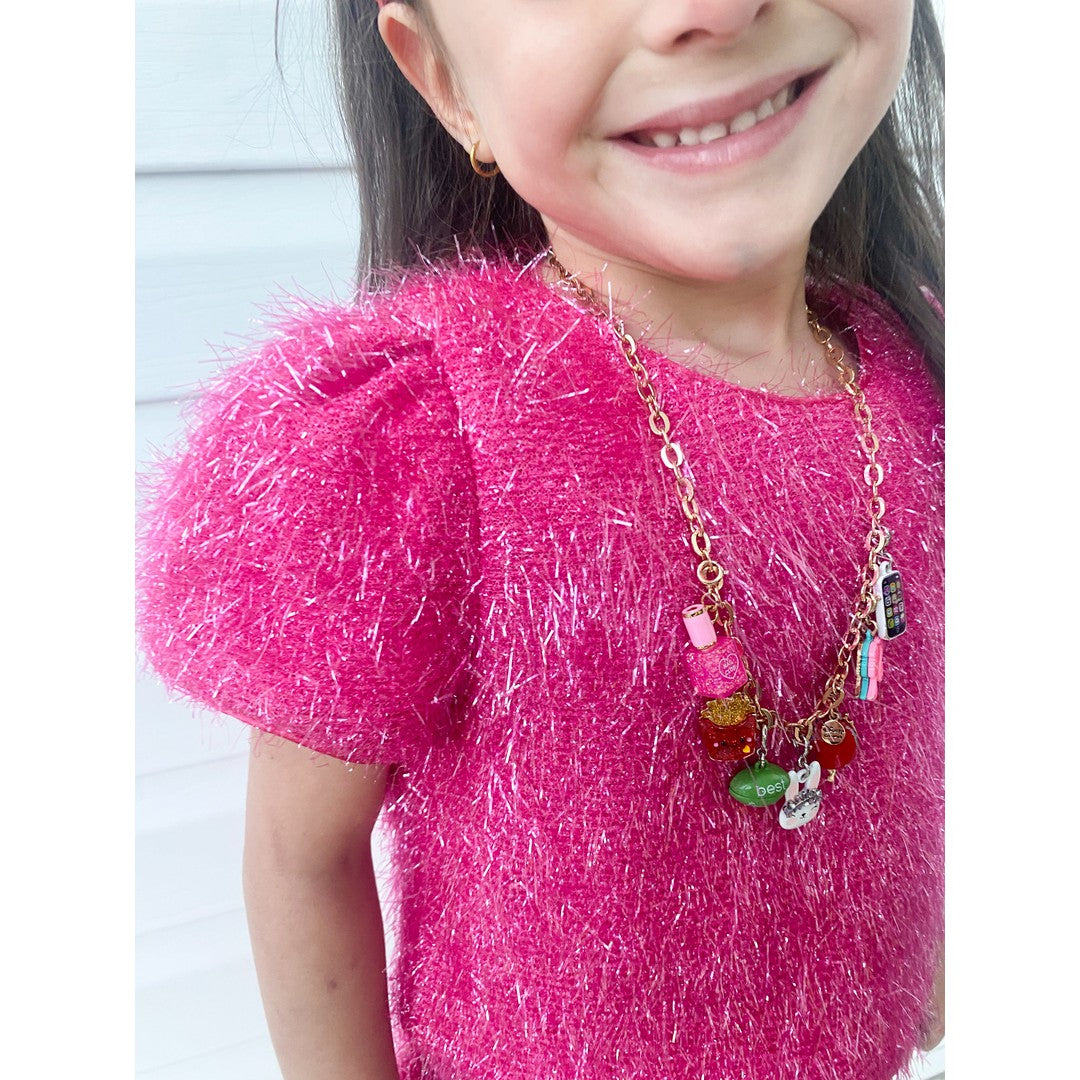 Girls Pink Sparkle Tinsel Set