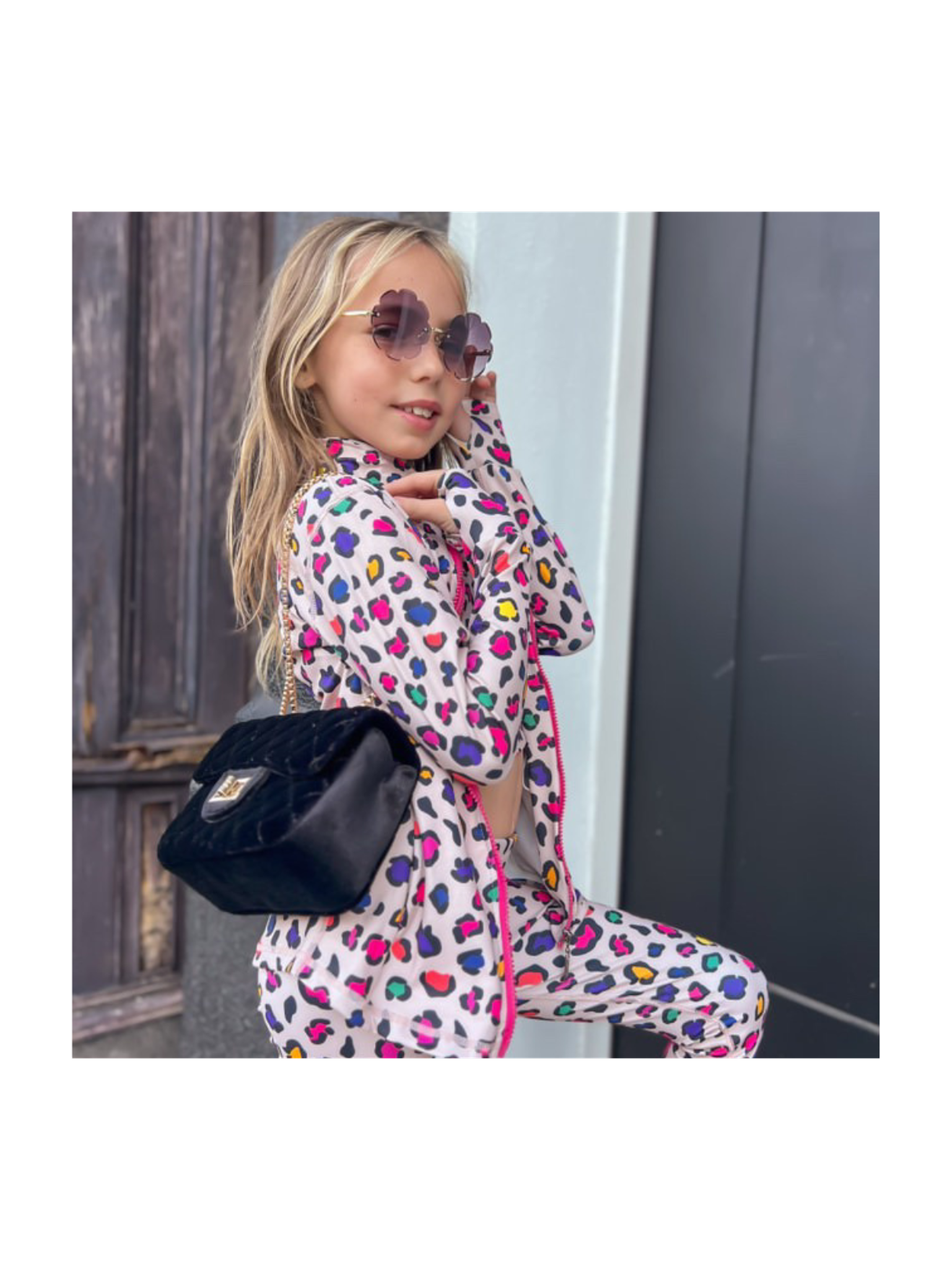 Girls Leopard Athletic Top and Legging Set