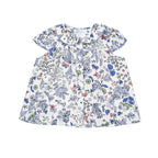 Baby Girl Round Collar Blouse, Blue Multi