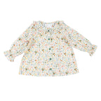 Yellow Floral Ruffle Sleeve Blouse