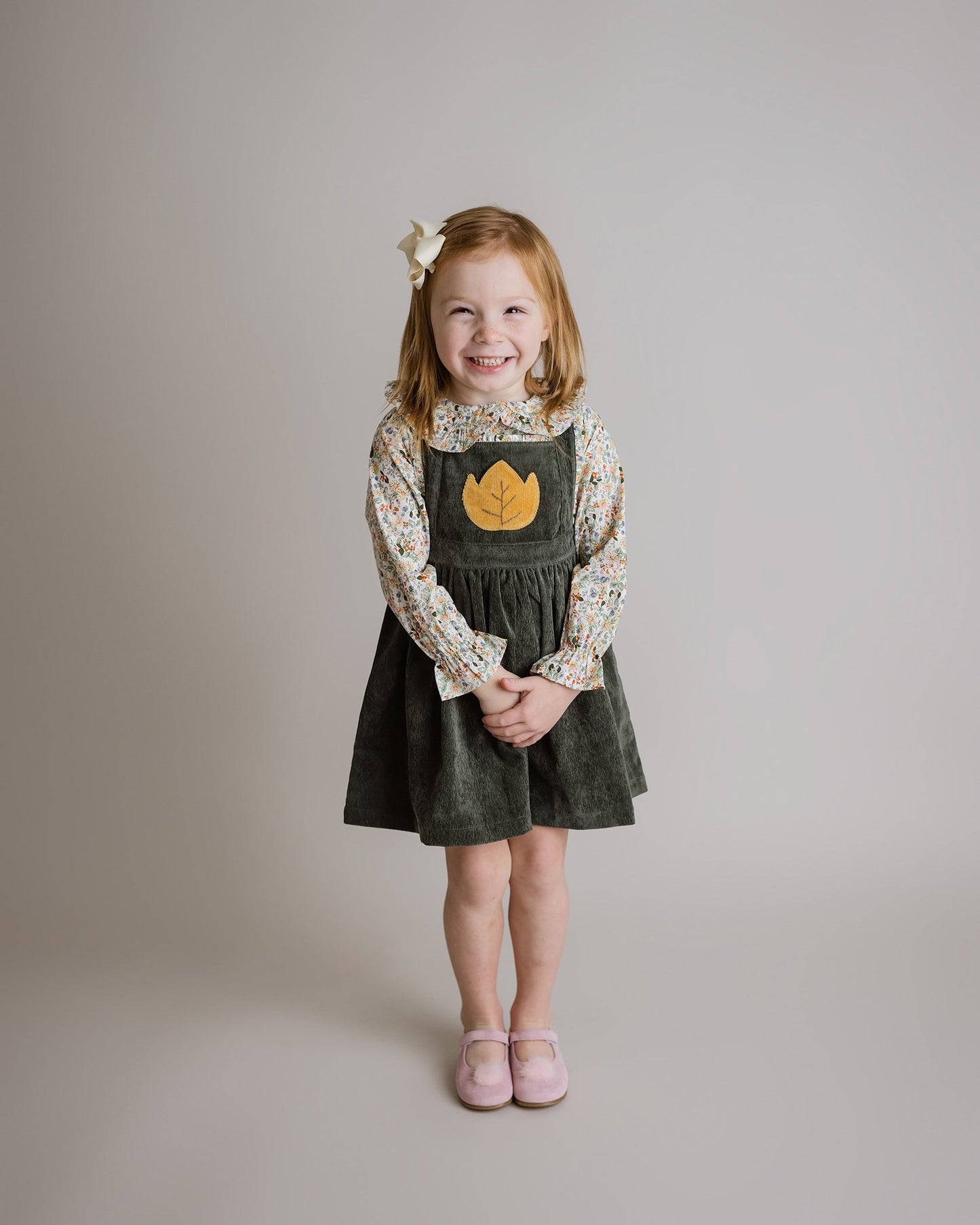 Forest Green Corduroy Girls Pinafore Dress