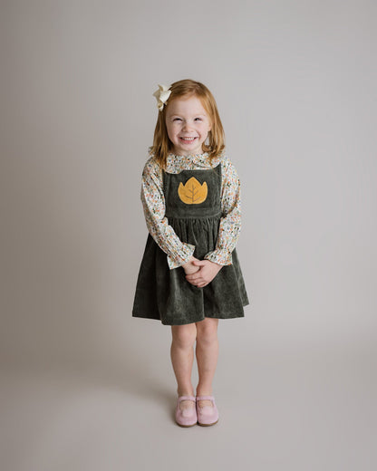 Forest Green Corduroy Girls Pinafore Dress