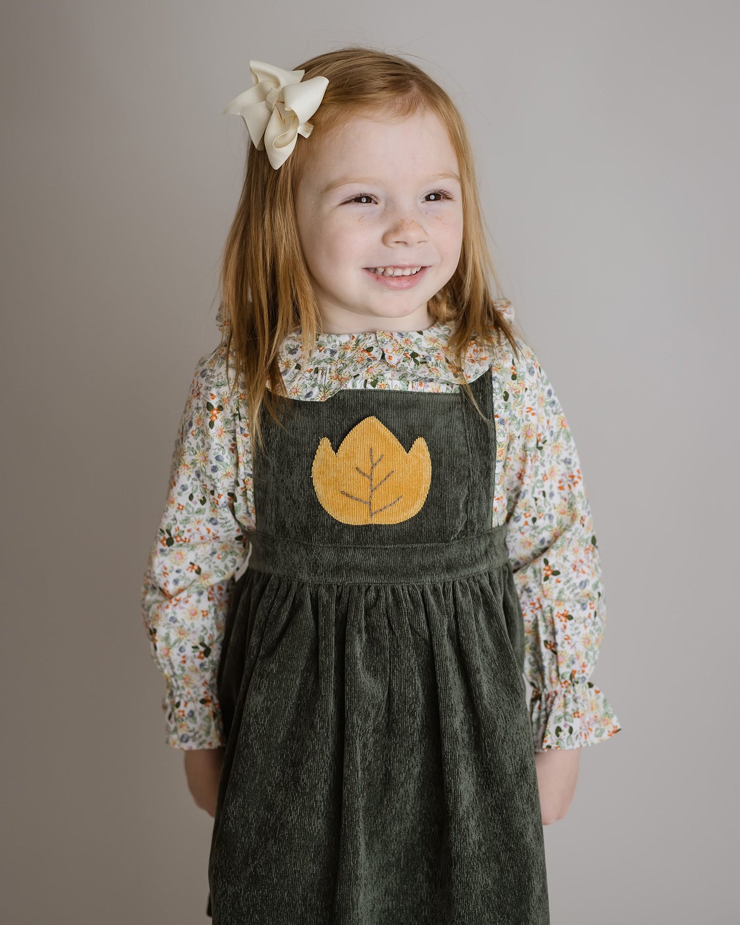 Forest Green Corduroy Girls Pinafore Dress