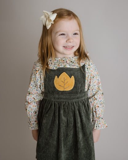 Forest Green Corduroy Girls Pinafore Dress