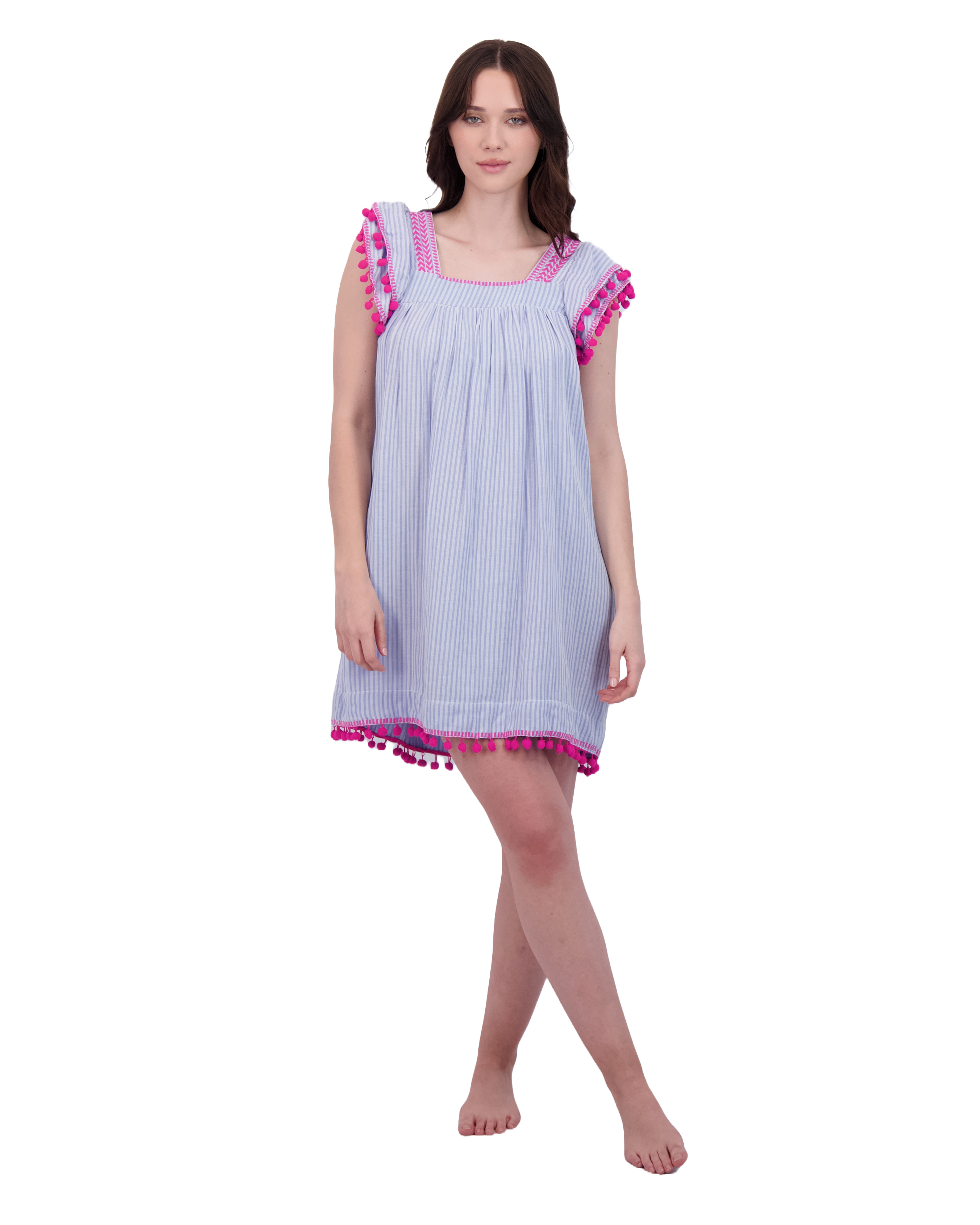 Mini Sandrine Women's Dress Sea Stripe Embroidery