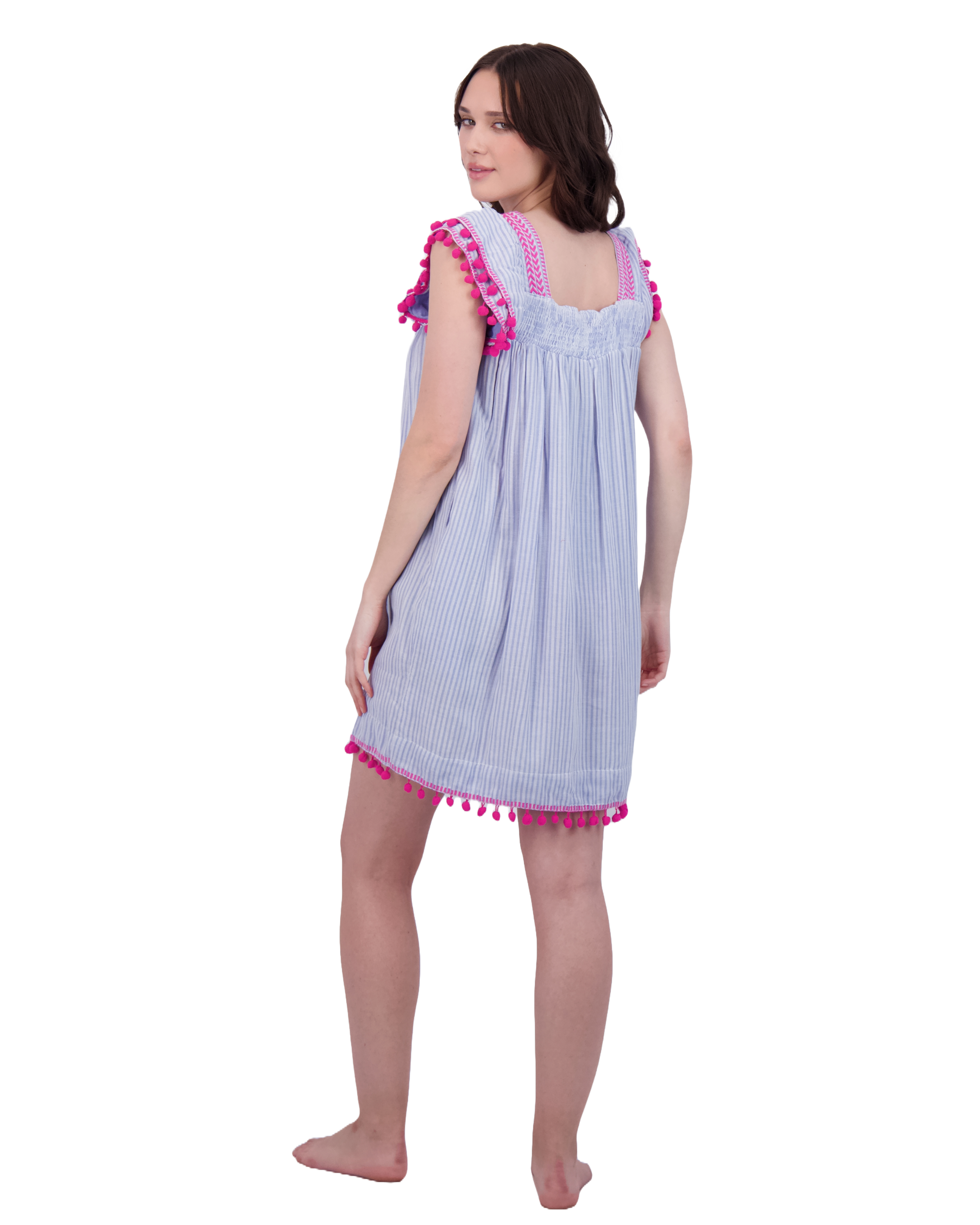 Mini Sandrine Women's Dress Sea Stripe Embroidery