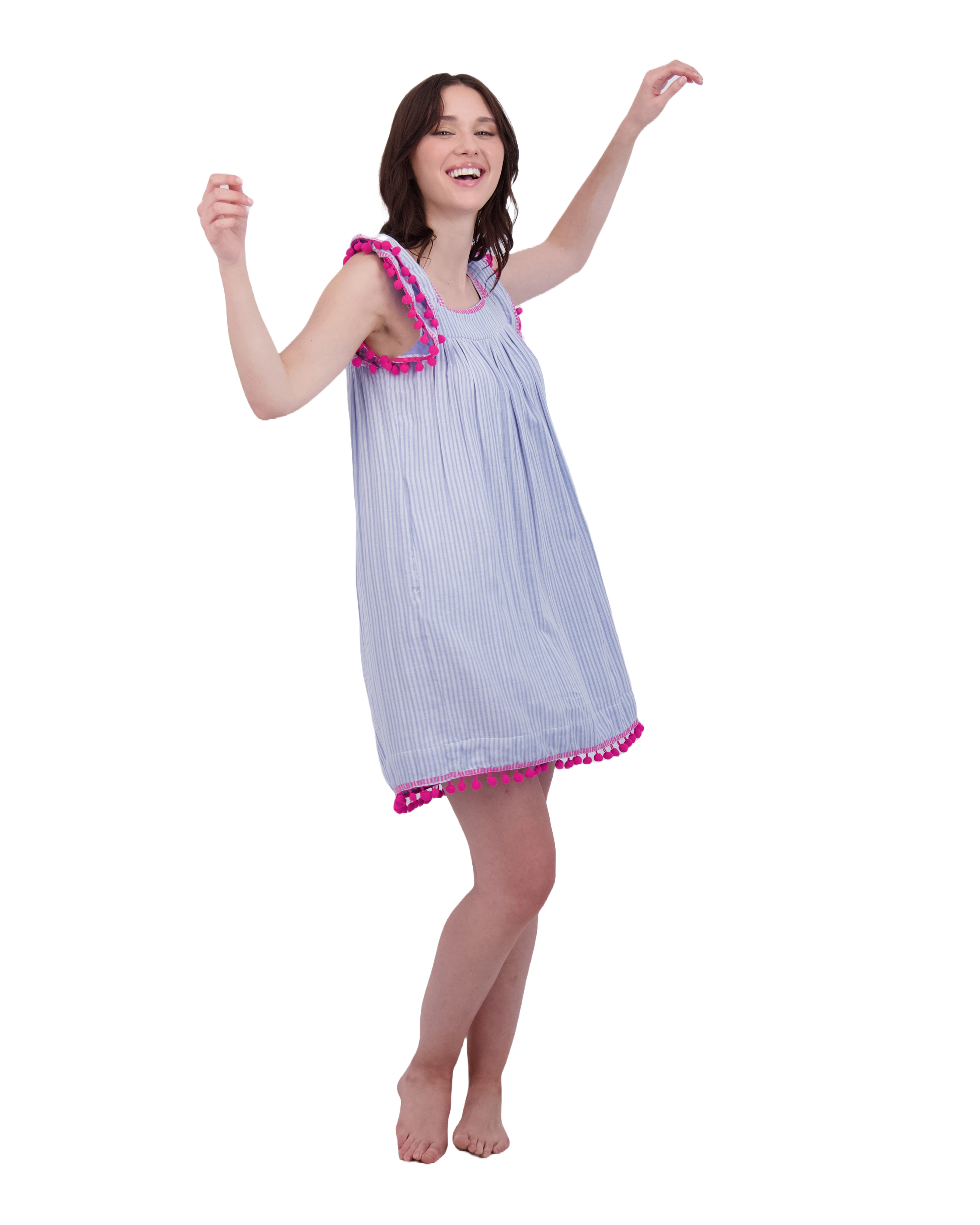 Mini Sandrine Women's Dress Sea Stripe Embroidery