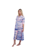 Anais Women's Button Front Shirtdress Rose Lapis Blue Shibori