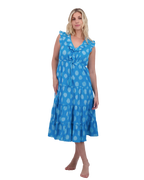 Giselle Women's Maxi Dress Cerulean Blue Ikat
