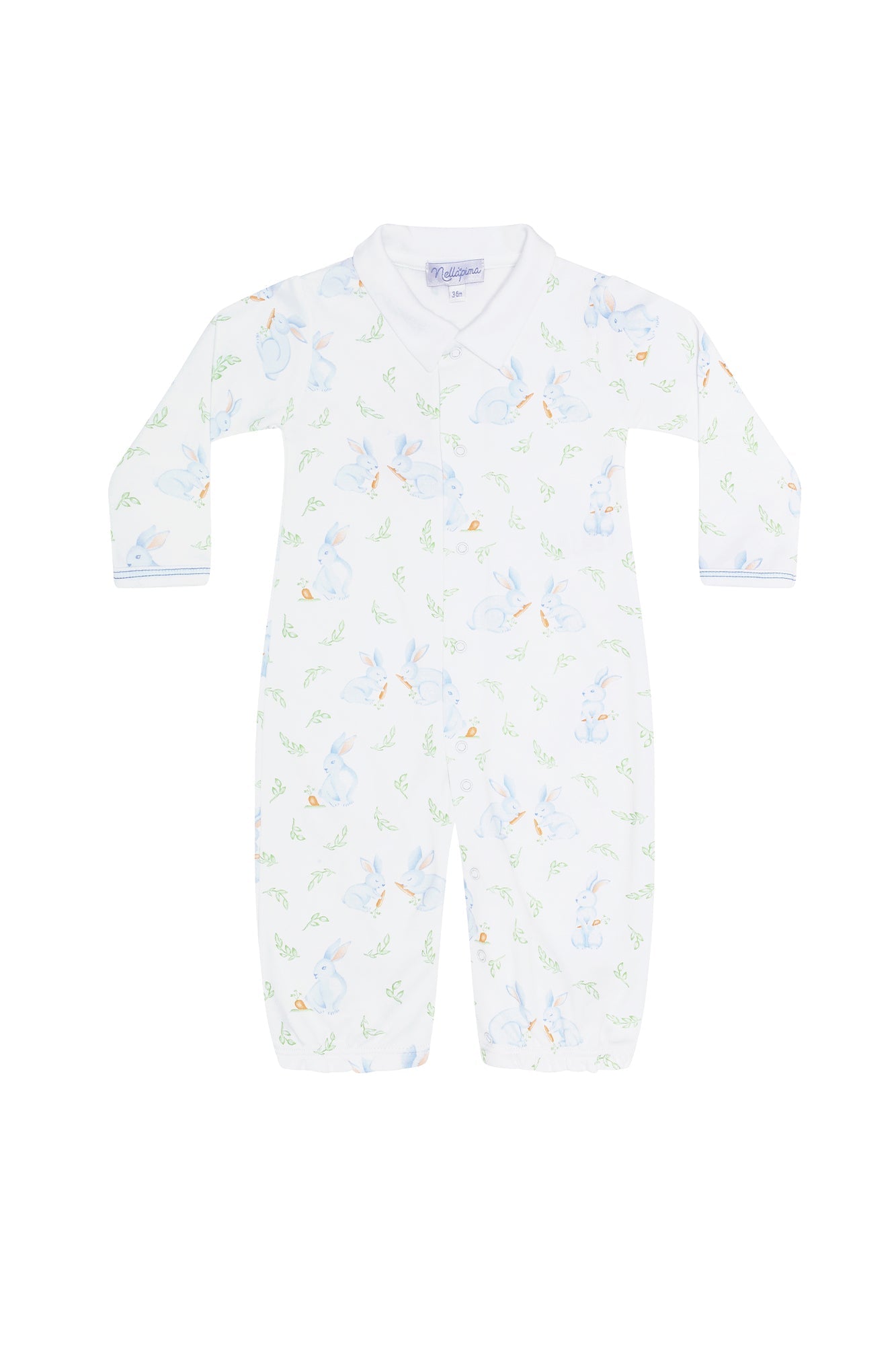 Baby Blue Bunny Print Pima Cotton Converter Gown