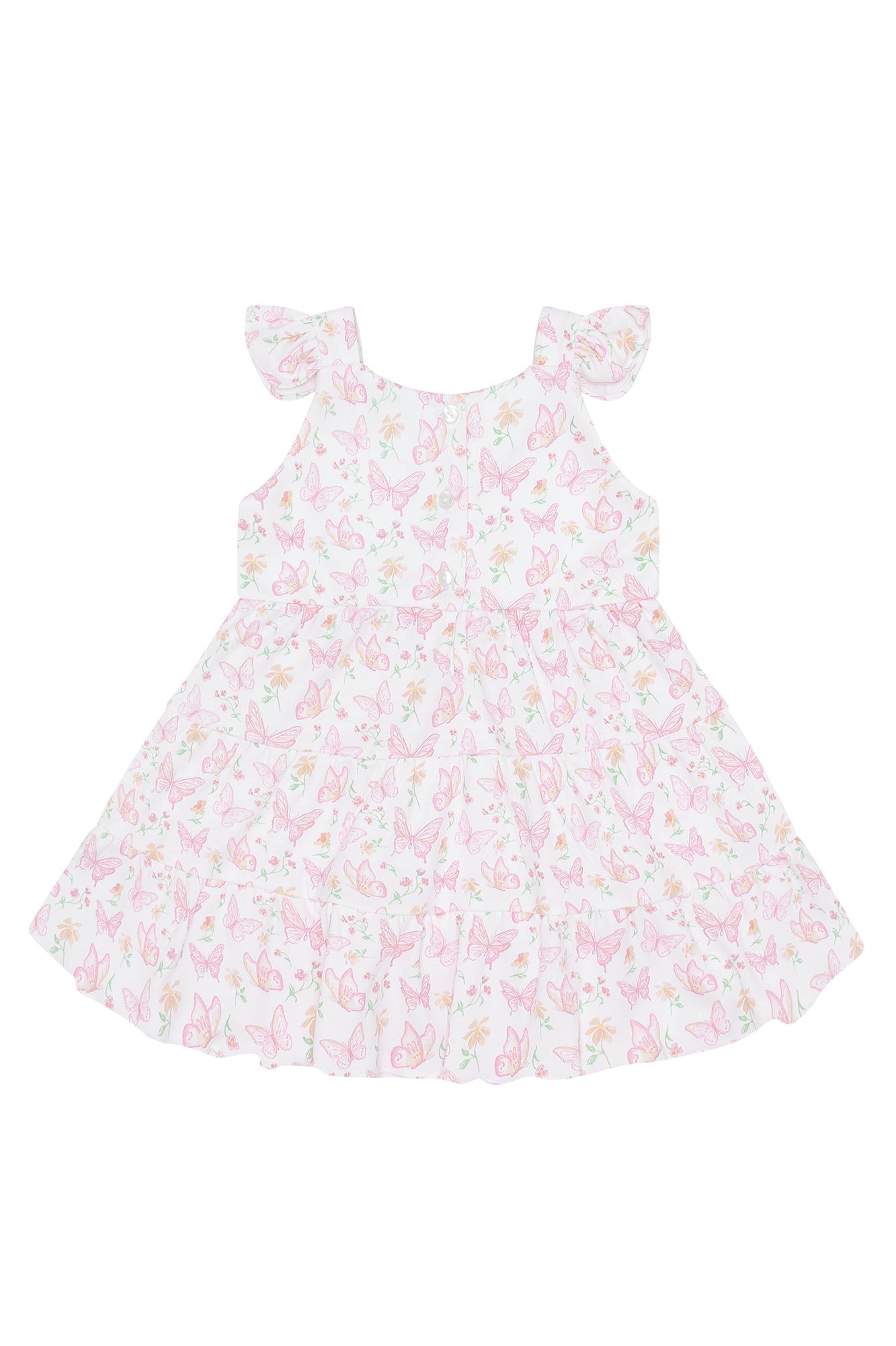 Butterflies Print Ruffle Pima Cotton Dress