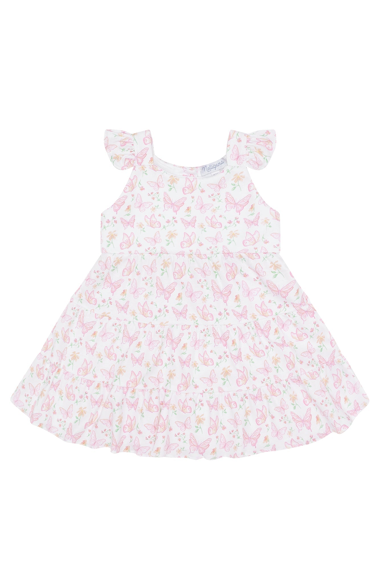 Butterflies Print Ruffle Pima Cotton Dress