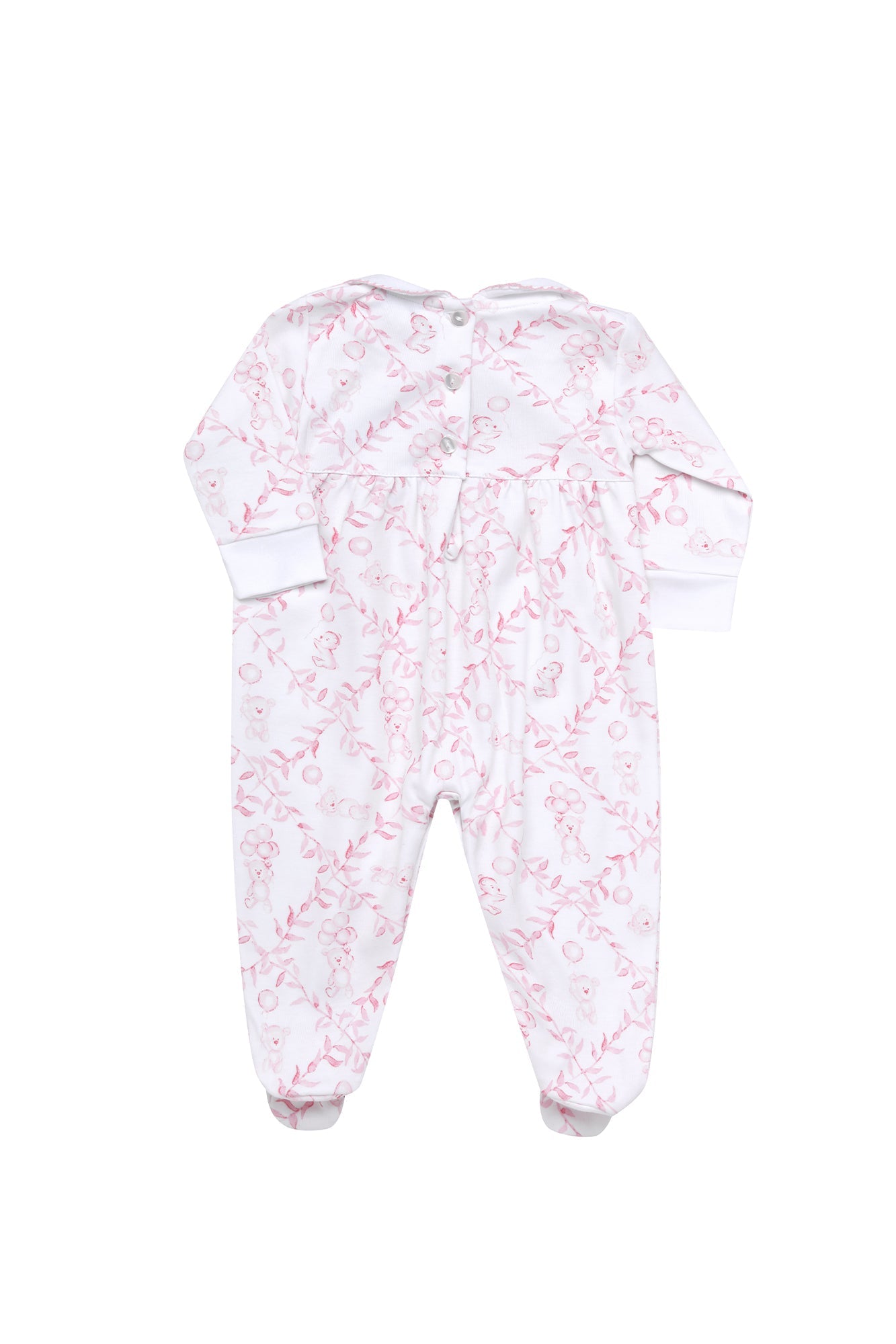 Baby Girl Pink Bears Trellace Smocked Footie