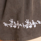 Toddler Pinafore Corduroy Dress with Embroidery | Gray & White