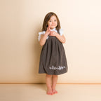 Toddler Pinafore Corduroy Dress with Embroidery | Gray & White