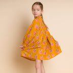 Girls' Smocked Long Sleeve Dress | Mustard and Pink