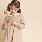 Brook Girls Dress | Beige Country Check
