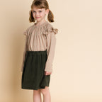 Girls Block Pleats Brooklyn Skirt | Pine Green Corduroy