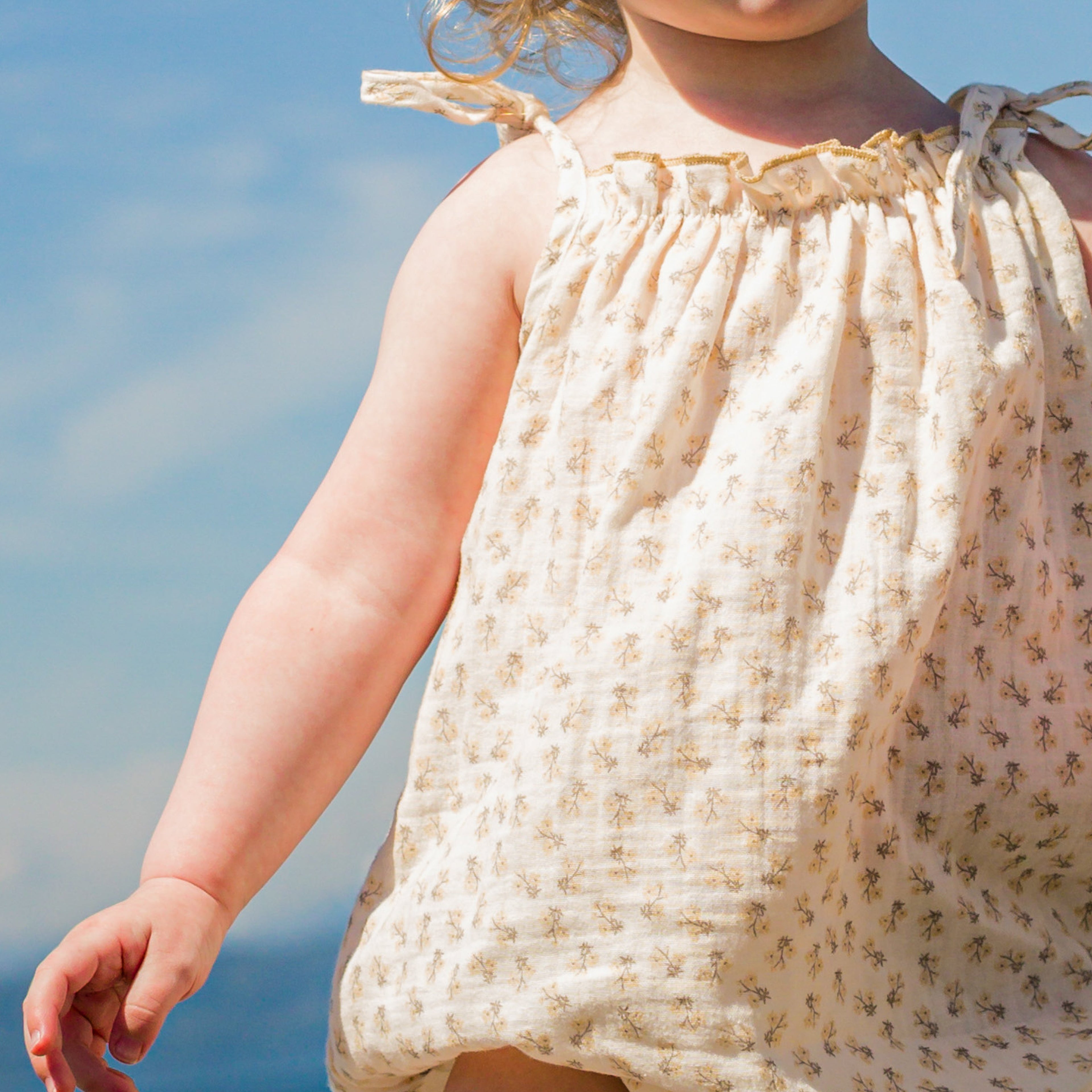 Baby Girl Buttercup Gauze Strap Romper