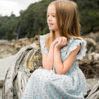 Girls Ana Blue Summer Posy Dress