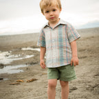 Boys Arctic Blue Seersucker Collar Shirt