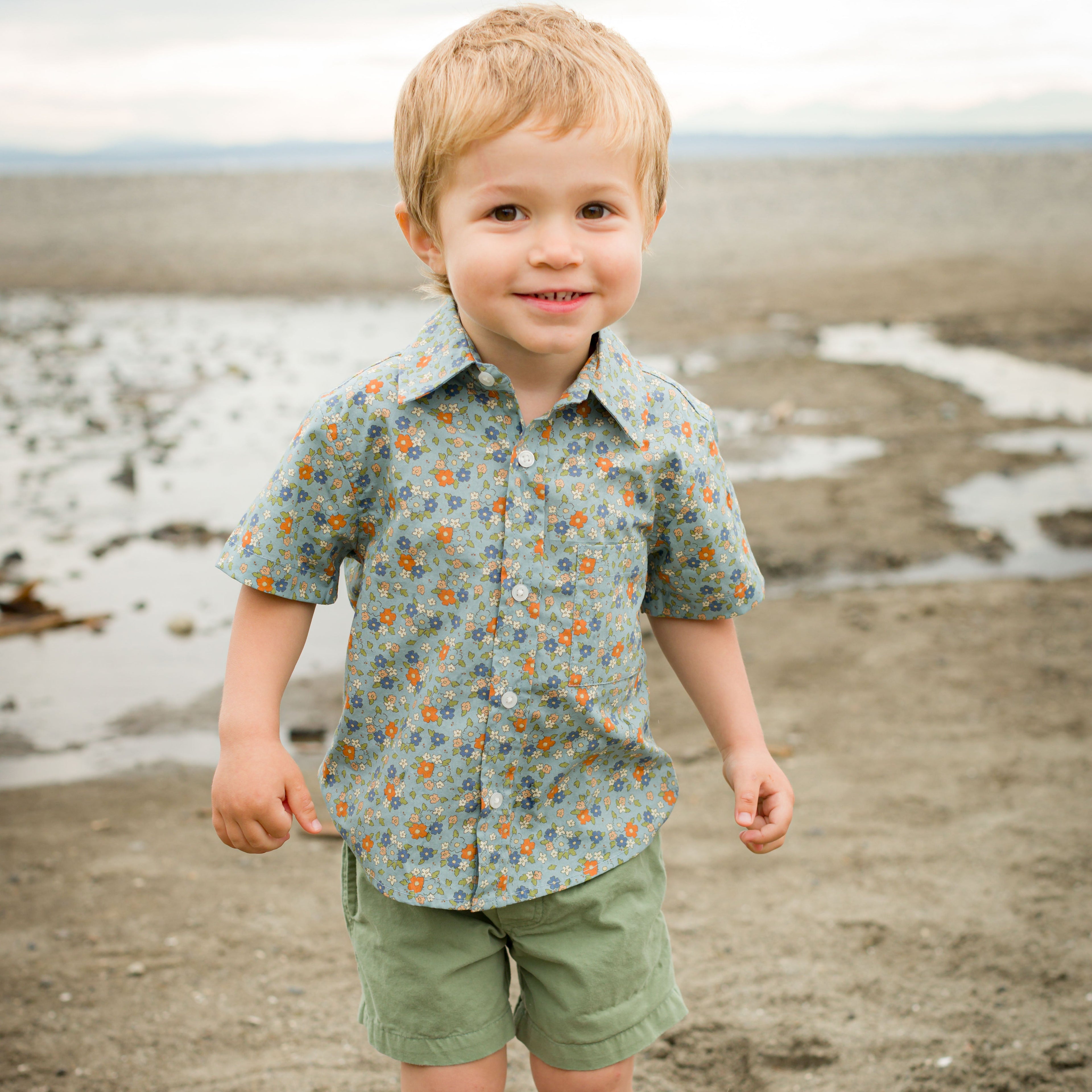 Boys Cottage Floral Button-down Collar Shirt