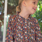 Girls Long Sleeves Dress with Front Ruffle | Garden Confetti