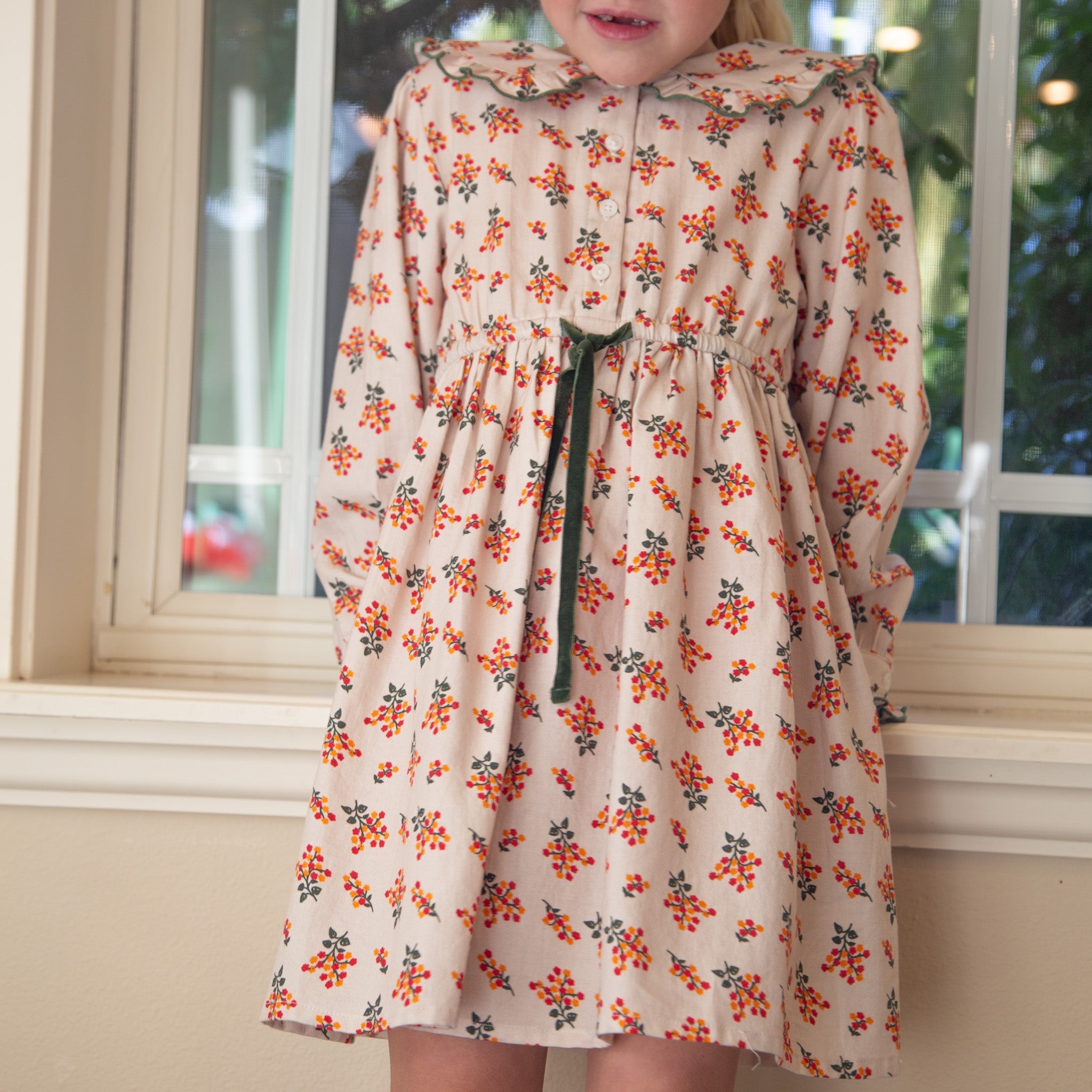 Girls Adelaide Velvet Tie Dress | Autumn Floral