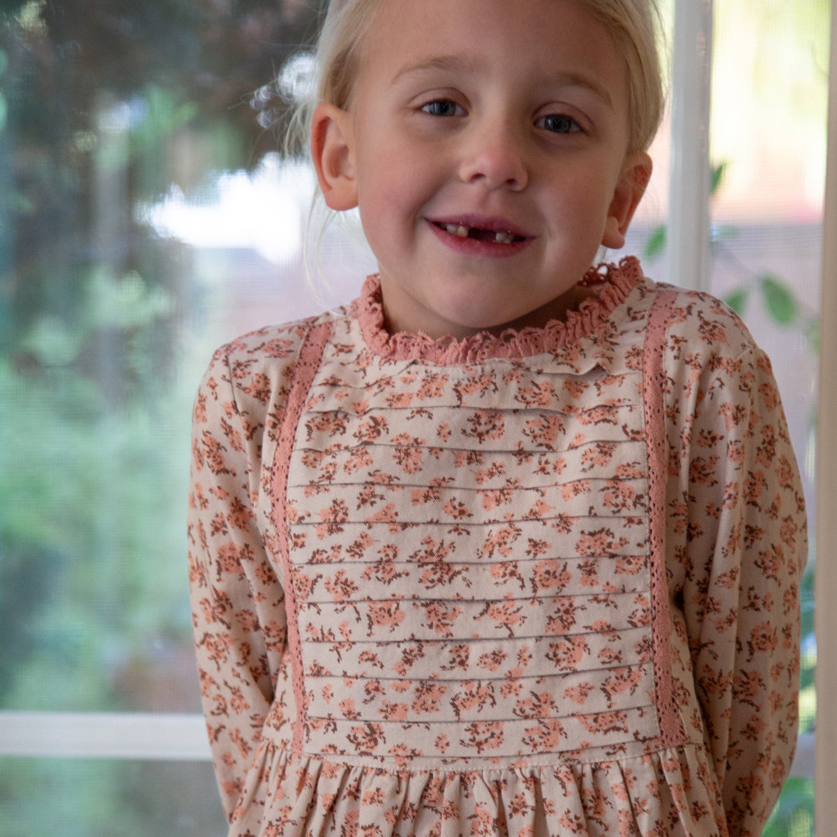 Toddler Lulu Dress with Lace Trim | Pink Heather