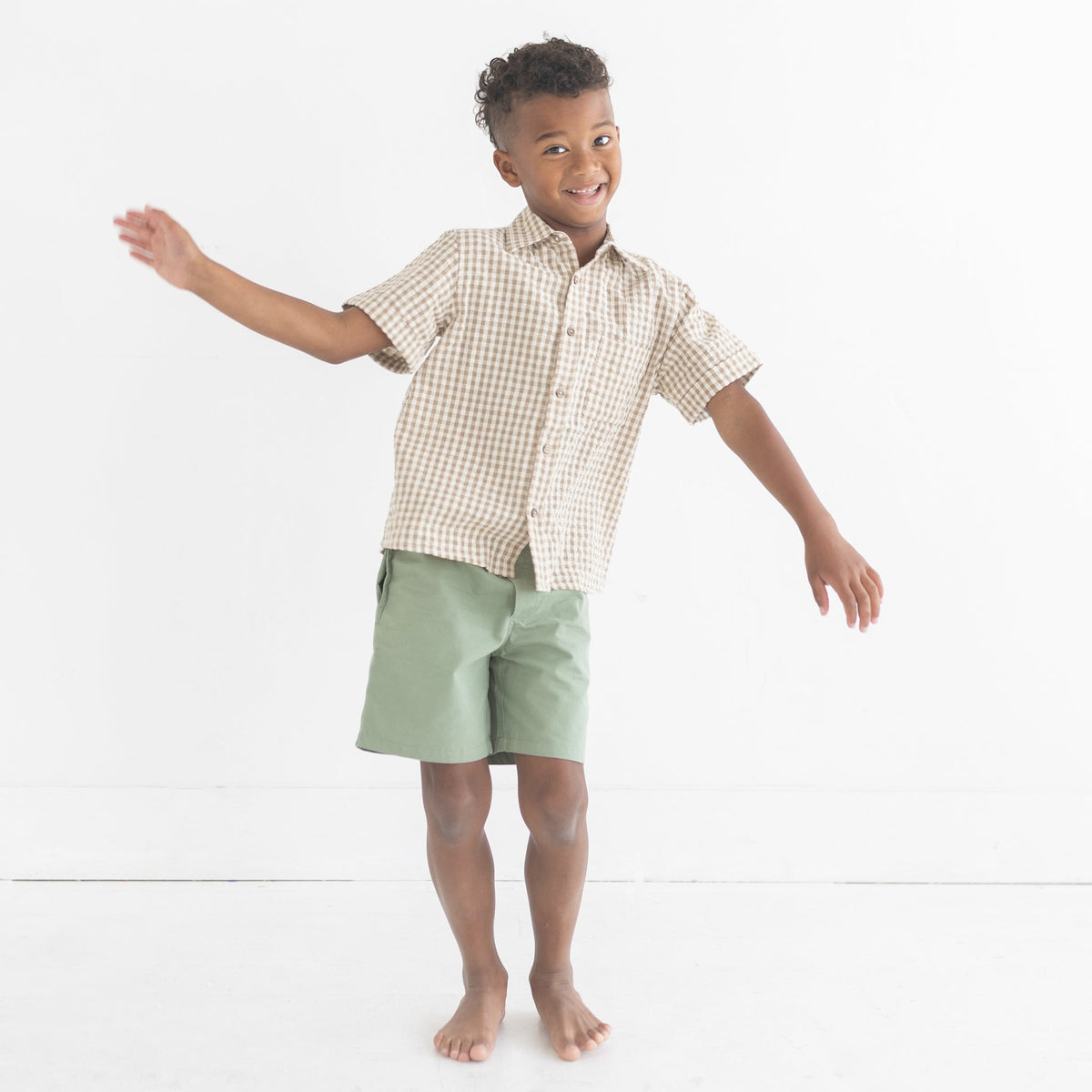 Pull On Straight Shorts | Sage Green