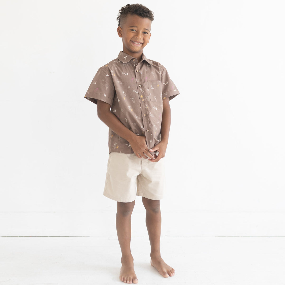 Pull On Straight Shorts | Ecru
