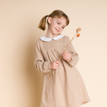 Girls Brook Girls Dress | Beige Country Check