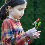 Girls' Long Sleeve Plaid Flannel Dress | Orange Check