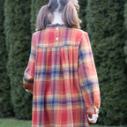 Girls' Long Sleeve Plaid Flannel Dress | Orange Check