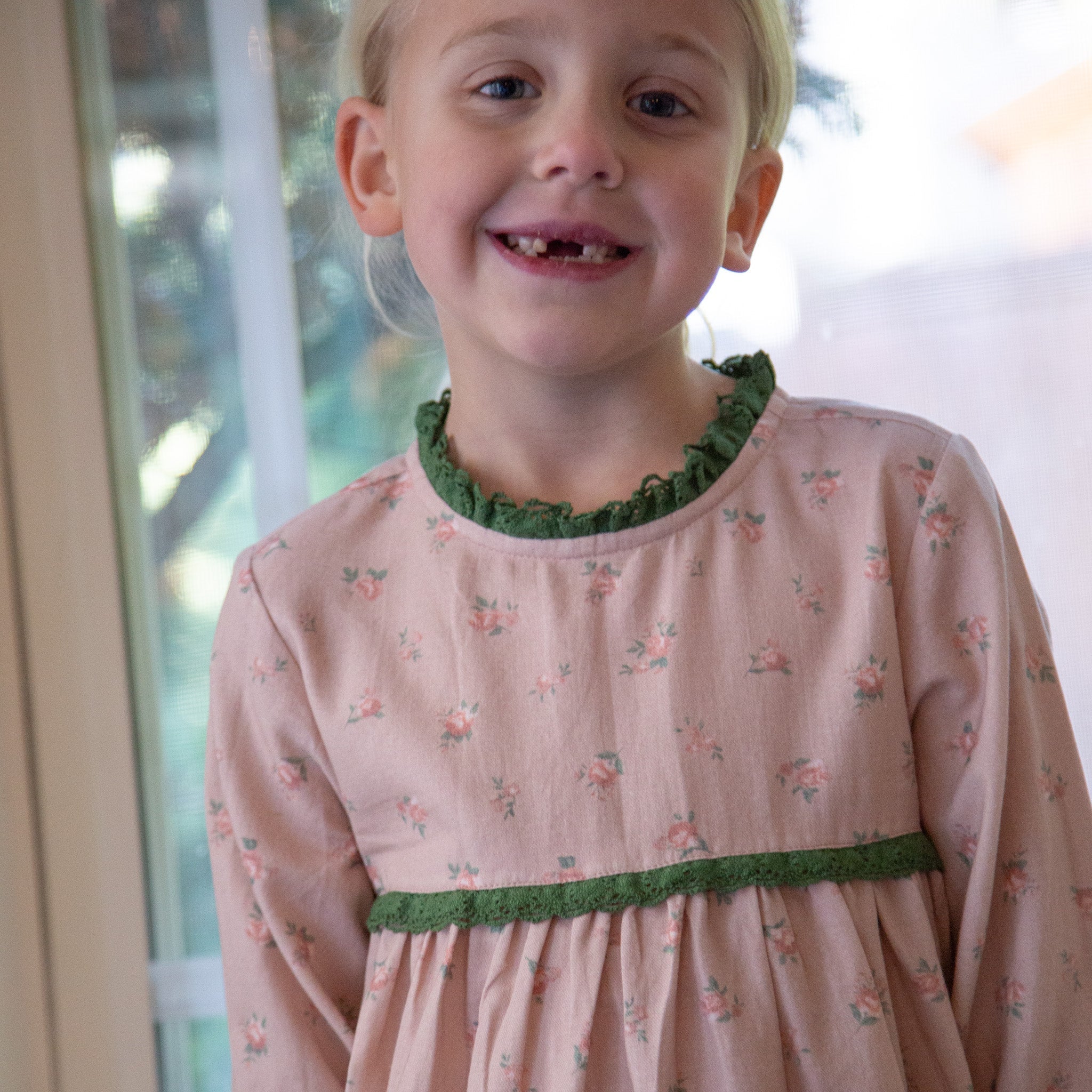 Toddler Priya Dress with Lace Trim | Vintage Pink Rose